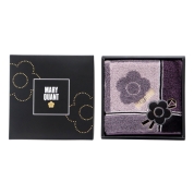 [マリークワント]大判 タオルハンカチ スパンコール刺しゅう(001398-0001)　ブラック