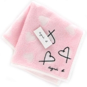 [アニエスベー］タオルハンカチーフ（188081-9203）ピンク