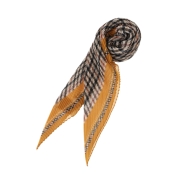 [DAKS] チェックポリエステルシフォンスカーフ　54/マスタード