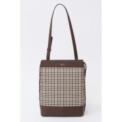 [DAKS] VIVIANミニチェックハンドバッグ　45/ブラウン