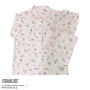 婦人 スヌーピー 総柄(ベルとスヌーピー)丸襟シャツ ルームウェア(481657) ピンク　