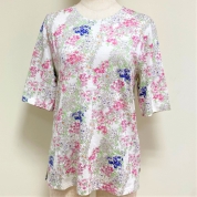 [Naturale] シルクコットンプリント5分袖Tシャツ (961101)　302 ピンク