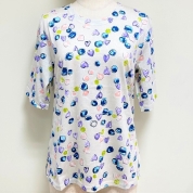 [Naturale] シルクコットンプリント5分袖Tシャツ (961101)　1001 ベージュ