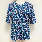 [Naturale] シルクコットンプリント5分袖Tシャツ (961101)　1002 ネイビー