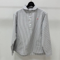 [DANTON/ダントン]ROUND COLLAR PULLOVER SHIRT　NAVY×ECRU STRIPE(#DT-B0281 OXP)