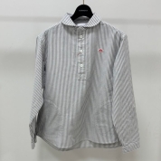[DANTON/ダントン]ROUND COLLAR PULLOVER SHIRT　NAVY×ECRU STRIPE(#DT-B0281 OXP)
