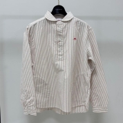 [DANTON/ダントン]ROUND COLLAR PULLOVER SHIRT　BEIGE×WHITE STRIPE(#DT-B0281 OXP)