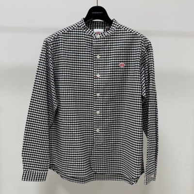 [DANTON/ダントン]BAND COLLAR SHIRT　BLACK×ECRU GINGHAM(#DT-B0279 OXP)