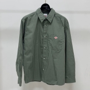 [DANTON/ダントン]COTTON TWILL CLASSIC COLLAR SHIRT　GREEN×CHARCOAL CHECK(#DT-B0391 PPU)