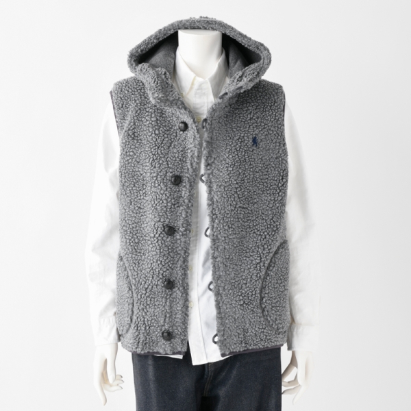 GYMPHLEX/ジムフレックス］ ボアフーデッドベスト DK HEATHERGREY