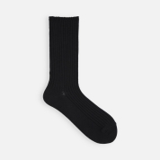 【SALE】[Tabio]オーガニックフィールド 2×1リブソックス　12:クロ