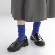 【SALE】[Tabio]オーガニックフィールド 2×1リブソックス　82:ブルー