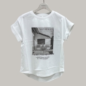 【SALE】[ディニテコリエ]モノトーンフォトTシャツ(ホワイト)　