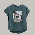 【SALE】[ディニテコリエ]モノトーンフォトTシャツ(ブルーグリーン)　