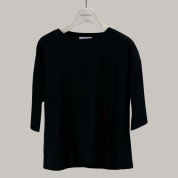 [ビワコットン]クルーネックＴシャツ/ワイド (3414842) ブラック