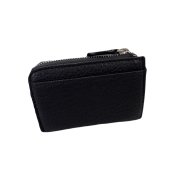 【SALE】[レザーグッズモリヤ]〈Deer skin〉Lファスナー小銭入れ　クロ