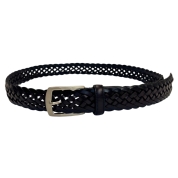 【SALE】[MORIYA]レザーメッシュベルト　焦がし仕上げ　チョコ