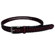 【SALE】[MORIYA]レザーメッシュベルト　焦がし仕上げ　チャ