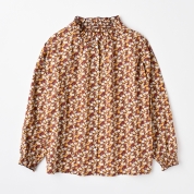 【SALE】[sosotto]リバティプリントブラウス(日本製)　ワイン