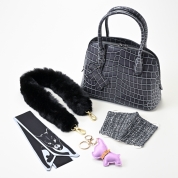 【SALE】[PLUS STELLA]カジュアルバッグ＆小物　ハッピーセット（バッグ：ブラック＆チャーム：パープル）