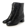 【SALE】[jupery]日本製 5cmヒールレースアップブーツ №101 BL（24.5㎝）　ブラック