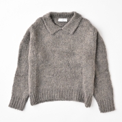 【SALE】[TRICOTS JEAN MARC(トリコットジーンマルク)]襟付きニットプルオーバー　グレー