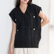 【SALE】[EUCLAID]ペーパーモールニットベスト　ブラック