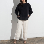 【SALE】[EUCLAID]タックスリーブプルオーバー　ブラック