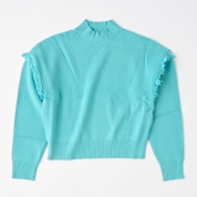 【SALE】[ミ・デゥー]片畦ハイネックPO　ブルー（1133-08023）　