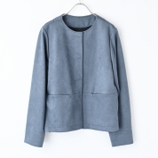 【SALE】[Noa-ge]ストレッチスエードJK　ブルー