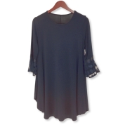 【SALE】[Noa-ge]無地×ドット柄チュニック<127-5201-9497>ネイビー　