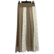 【SALE】[Noa-ge]異素材切り替えスカート<127-5201-9471>ベージュ　