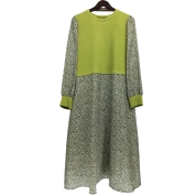 【SALE】[Noa-ge]葉柄切替デザインOP<127-5501-6562>イエローグリーン　LL