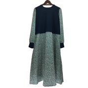 【SALE】[Noa-ge]葉柄切替デザインOP<127-5501-6562>ダークグリーン　LL