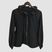【SALE】[ハーモニー]フリルカラーブルゾン　ブラック