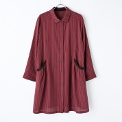 【京王エコ活セレクション】[Noa-ge]T/R先染めストライプブラウス　レッド