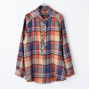 【京王エコ活セレクション】[Noa-ge]モールチェックブラウス　オレンジ