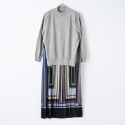 【京王エコ活セレクション】[Noa-ge]幾何パネル柄プリーツアンサンブル　グレー