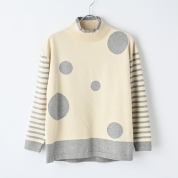 【京王エコ活セレクション】[Noa-ge]ボーダー×玉柄配色ニット　オフ