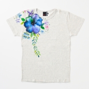 [京都 手描き友禅 碧]レディース ロイヤルフラワー しなやかTシャツ　オートミール