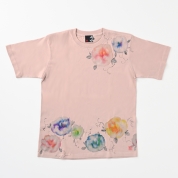 [京都 手描き友禅 碧]レディース 花園 Tシャツ 　スモーキーピンク