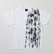 [京都 手描き友禅 碧]メンズ 竹 Tシャツ　白