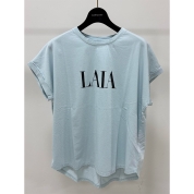 [MICA＆DEAL/マイカ＆ディール]"LAIA"ロゴヘムラウンドT-shirt 　ライトブルー(0126209101)　