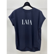 [MICA＆DEAL/マイカ＆ディール]"LAIA"ロゴヘムラウンドT-shirt 　ネイビー(0126209101)　