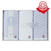 ［今治輪奈織紋様  あられ&つなぎ］フェイスタオルセット〈AT-3000〉 14-2