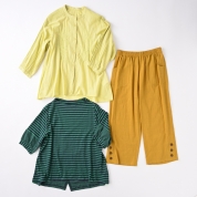 【ラッキーパック】[Noa-ge]ブラウス×カットソー×パンツセット　イエロー/ネイビー/マスタード