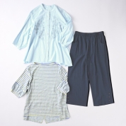 【ラッキーパック】[Noa-ge]ブラウス×カットソー×パンツセット　サックス/サックス/ネイビー