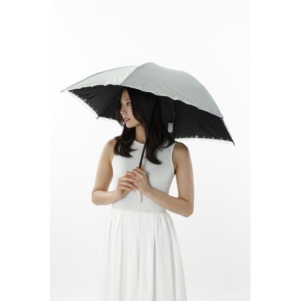 ビューランス]刺繍縁オーガンジー晴雨兼用(折り畳み・ミニ傘) 1BH