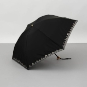 [ビューランス]刺繍縁オーガンジー晴雨兼用(折り畳み・ミニ傘) 1BH 27746　98（ブラック）