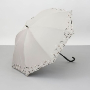 [ビューランス]刺繍晴雨兼用パラソル(1段スライドショート) 1BH 23045　81（ライトベージュ）